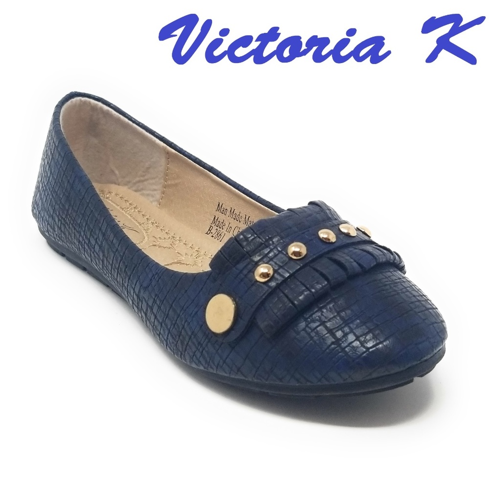 Women's Slip On Loafer Ballet Flats, B-2861, Navy